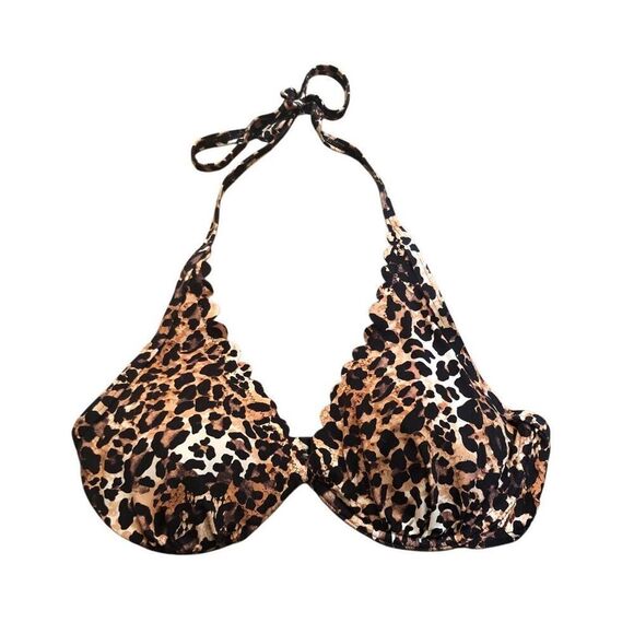 Lascana Lexa Bikini Top animal print with halter tie padded inserts size 34 D - Picture 2 of 7